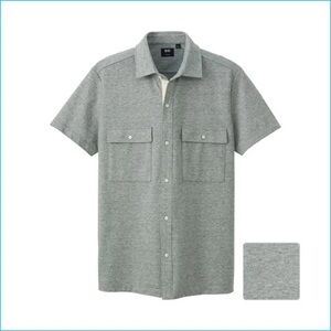 Uniqlo X Theory men’s dry pique full open polo shirt grey size large
